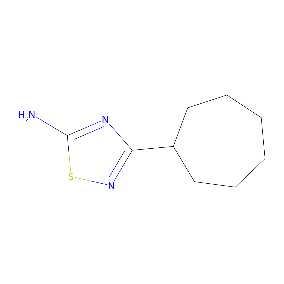 3-Cycloheptyl-1,2,4-thiadiazol-5-amine molecular structure, CAS 1487789-39-8