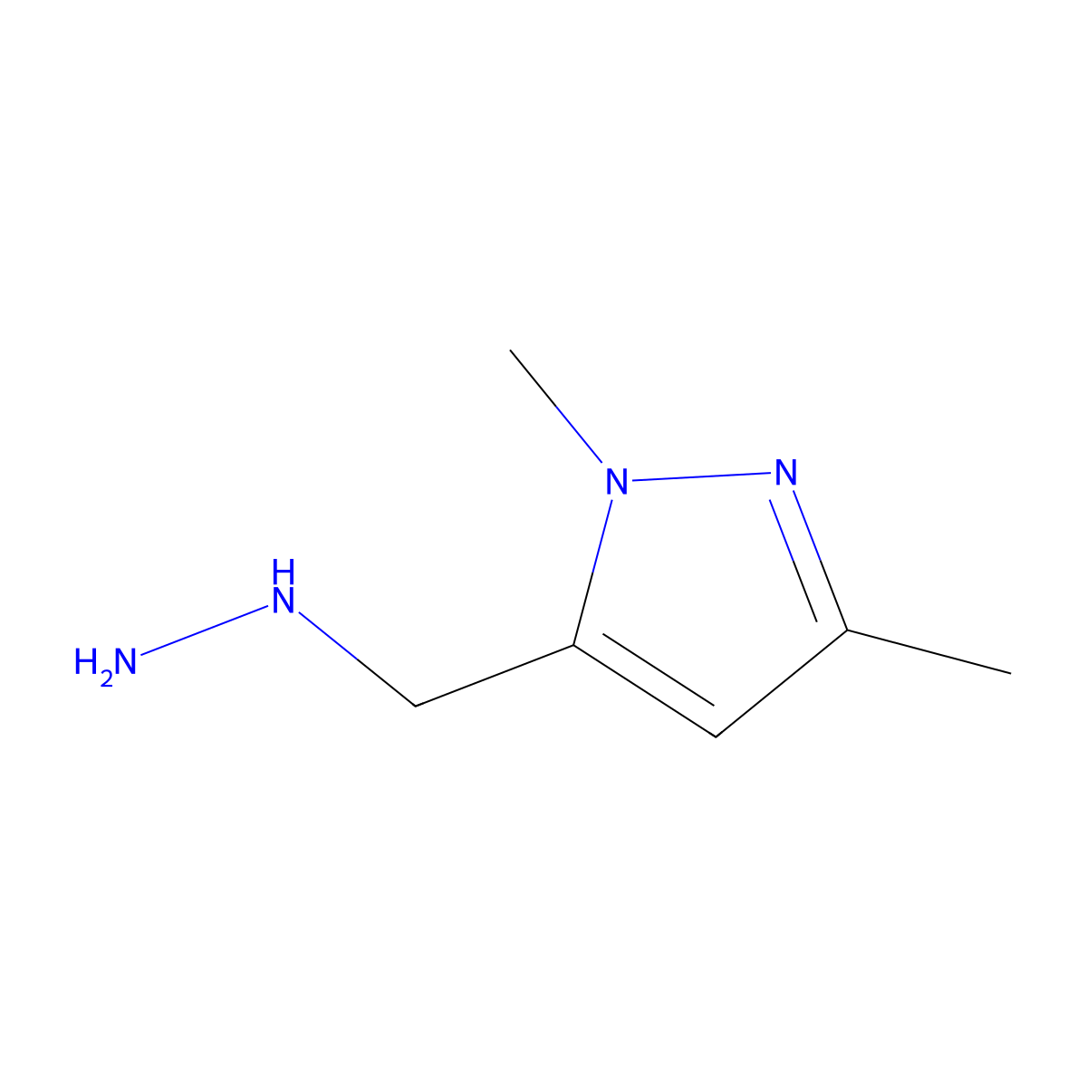 5-(hydrazinylmethyl)-1,3-dimethyl-1H-pyrazole molecular structure, CAS 1487818-66-5