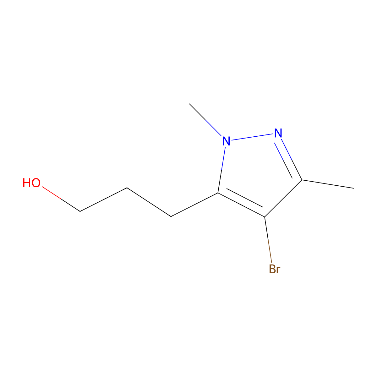 3-(4-Bromo-1,3-dimethyl-1H-pyrazol-5-YL)propan-1-OL molecular structure, CAS 1487829-50-4