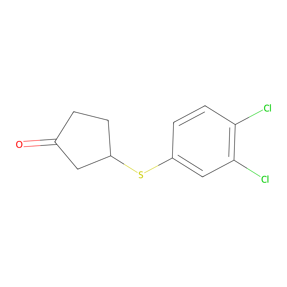 3-[(3,4-Dichlorophenyl)sulfanyl]cyclopentan-1-one molecular structure, CAS 1487845-39-5