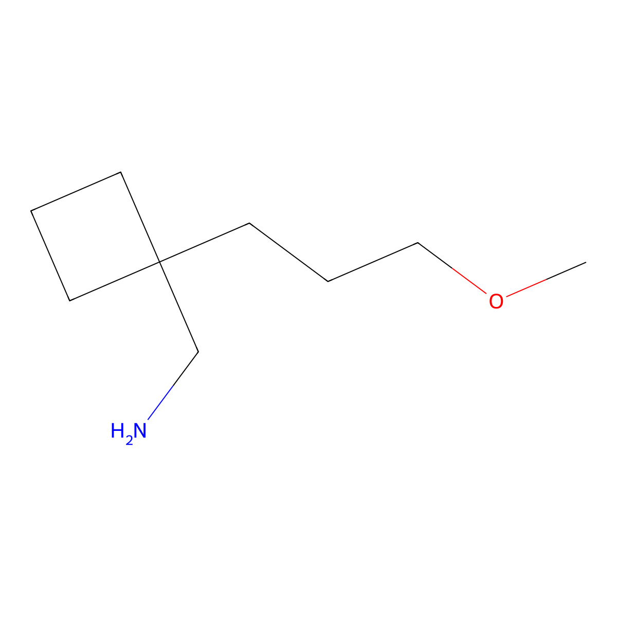 (1-(3-Methoxypropyl)cyclobutyl)methanamine molecular structure, CAS 1487861-62-0