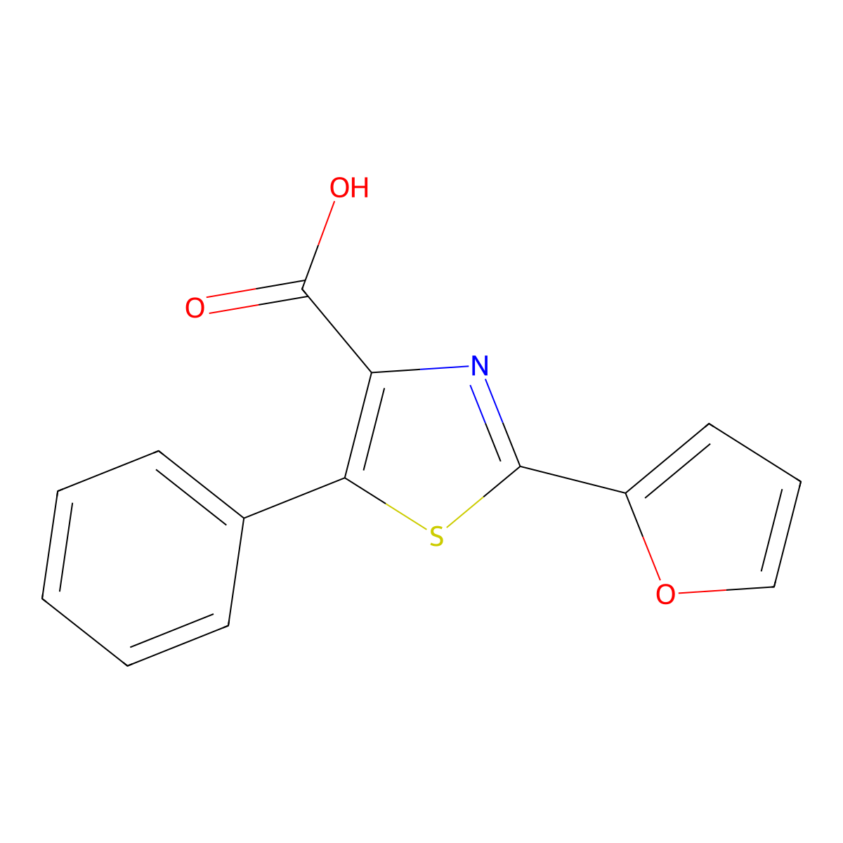2-(Furan-2-yl)-5-phenyl-1,3-thiazole-4-carboxylic acid molecular structure, CAS 1487876-87-8