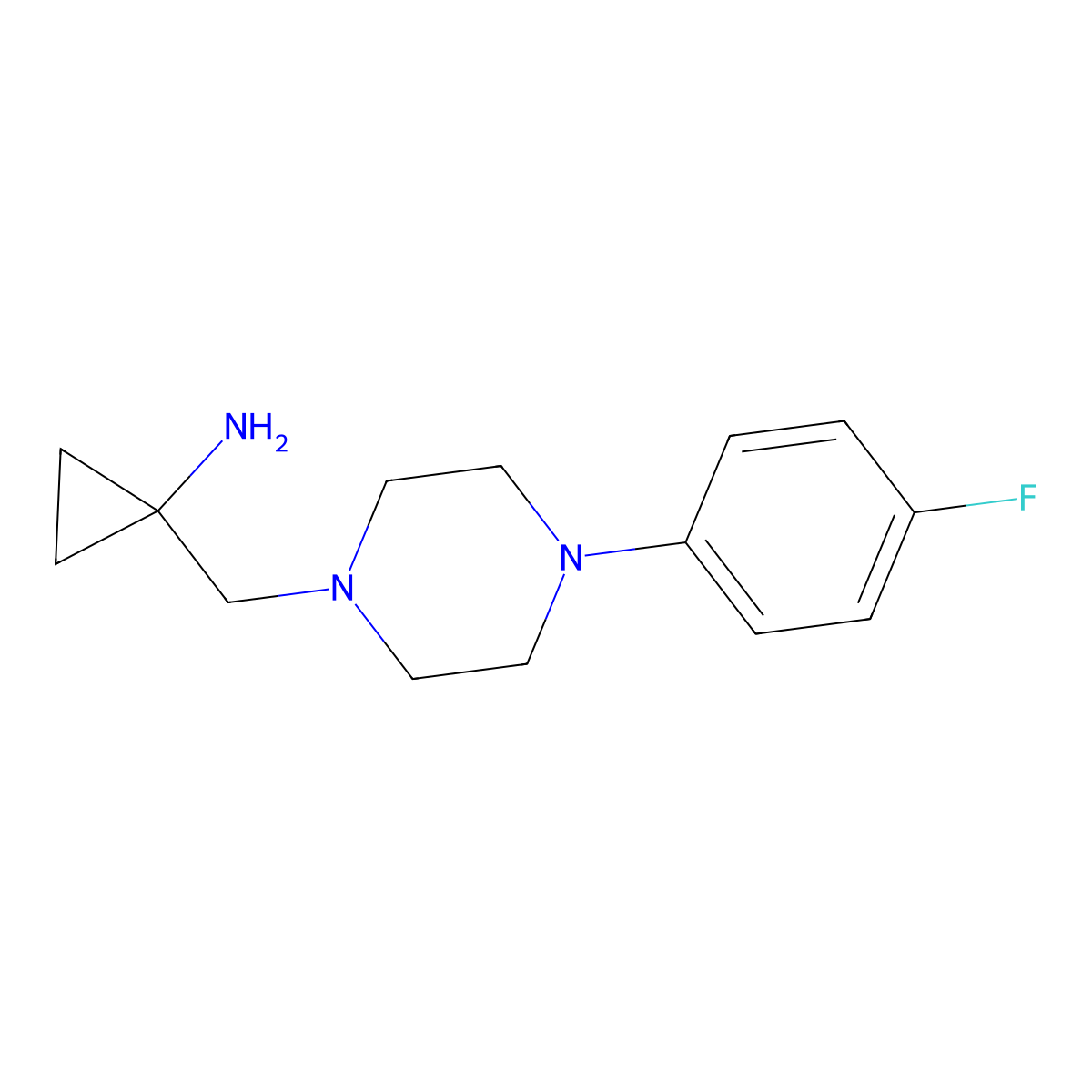 1-((4-(4-Fluorophenyl)piperazin-1-yl)methyl)cyclopropan-1-amine molecular structure, CAS 1487905-36-1