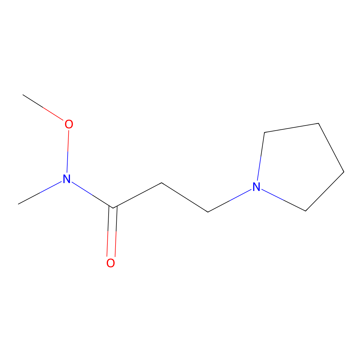 N-methoxy-N-methyl-3-(pyrrolidin-1-yl)propanamide molecular structure, CAS 1487917-23-6