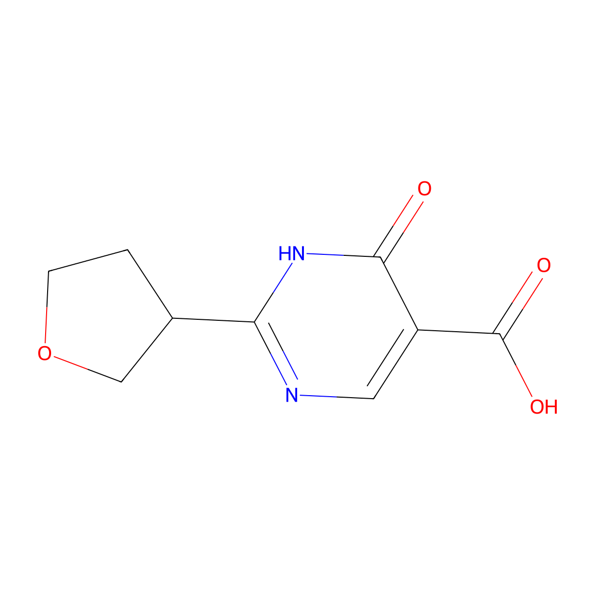 6-Oxo-2-(oxolan-3-yl)-1,6-dihydropyrimidine-5-carboxylic acid molecular structure, CAS 1487920-60-4