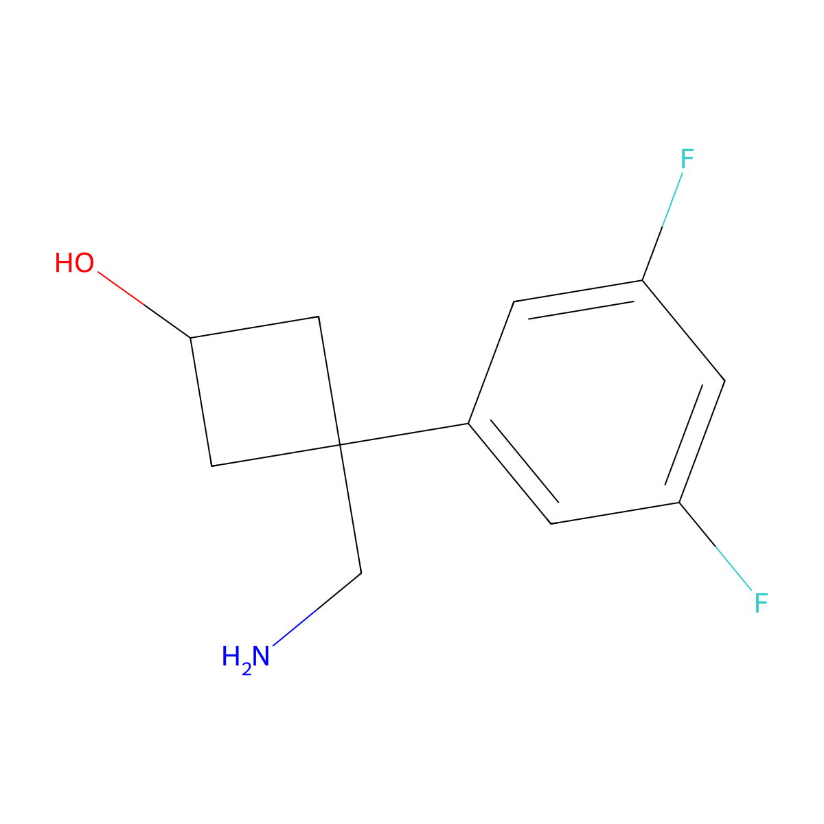 3-(Aminomethyl)-3-(3,5-difluorophenyl)cyclobutan-1-ol molecular structure, CAS 1487947-01-2