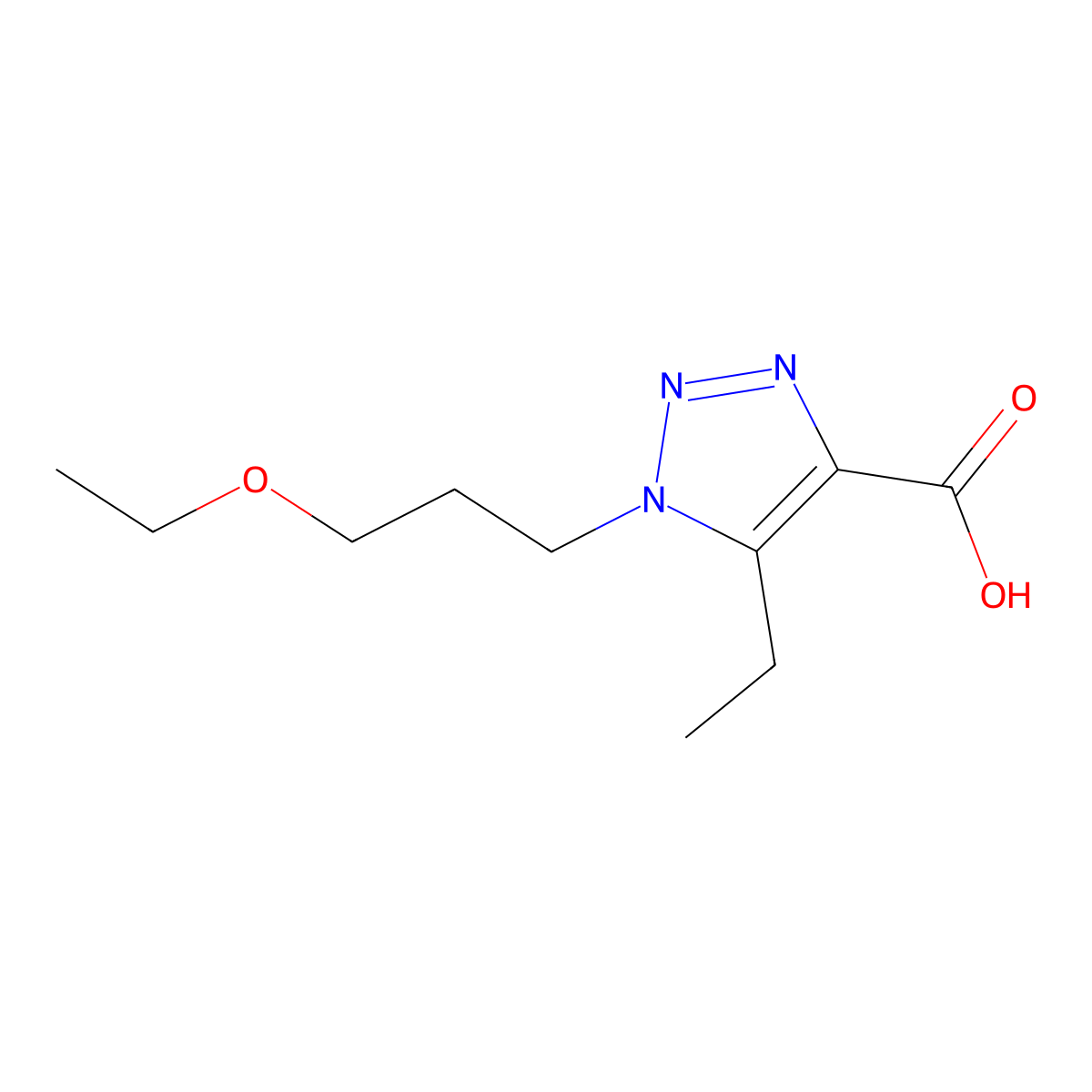 1-(3-Ethoxypropyl)-5-ethyl-1h-1,2,3-triazole-4-carboxylic acid molecular structure, CAS 1487966-30-2