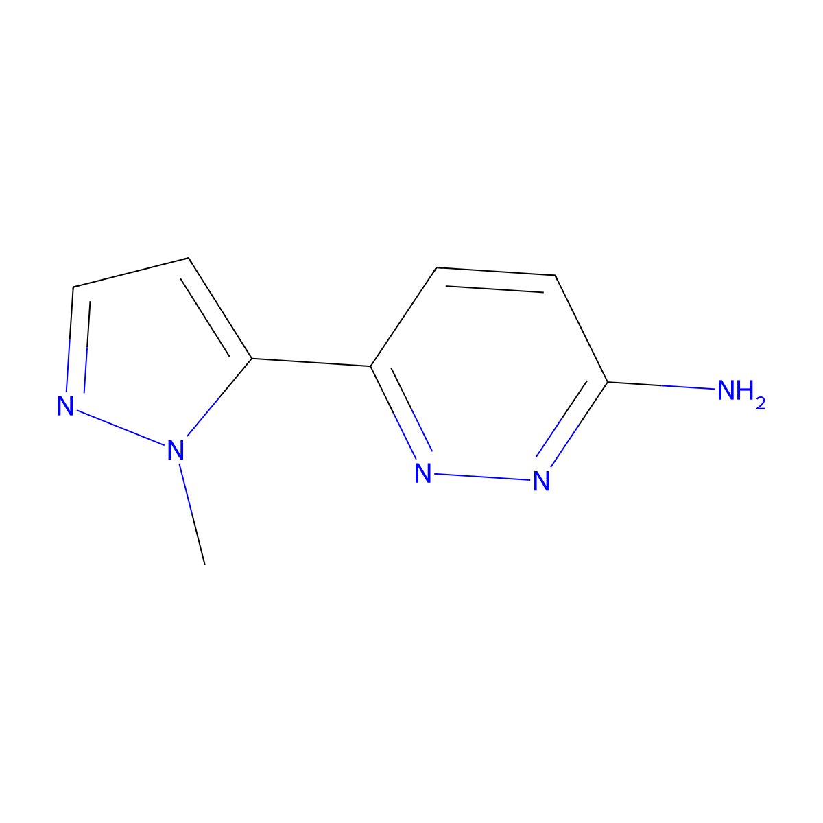 6-(1-methyl-1H-pyrazol-5-yl)pyridazin-3-amine molecular structure, CAS 1487971-57-2