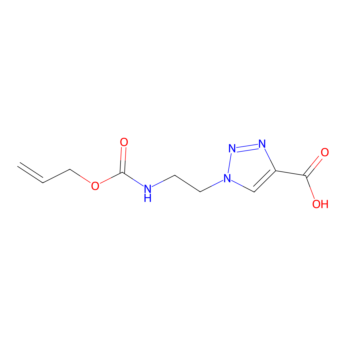 1-(2-{[(prop-2-en-1-yloxy)carbonyl]amino}ethyl)-1H-1,2,3-triazole-4-carboxylic acid molecular structure, CAS 1487979-62-3