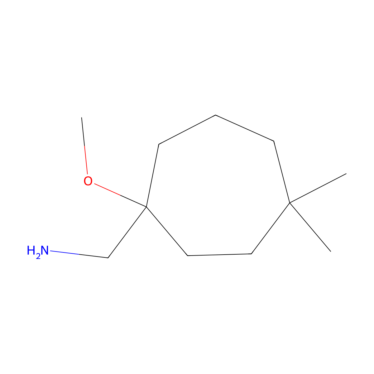 (1-Methoxy-4,4-dimethylcycloheptyl)methanamine molecular structure, CAS 1487992-12-0