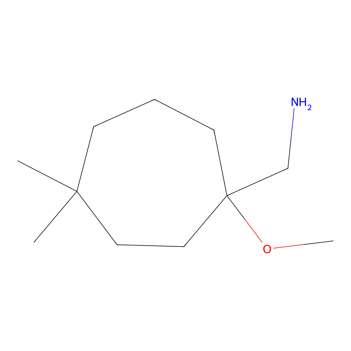 (1-Methoxy-4,4-dimethylcycloheptyl)methanamine molecular structure, CAS 1487992-12-0