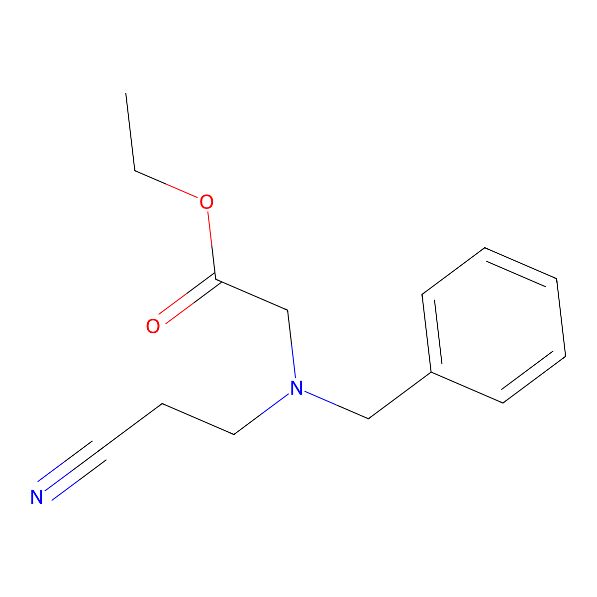 Ethyl 2-[benzyl(2-cyanoethyl)amino]acetate molecular structure, CAS 1488-15-9