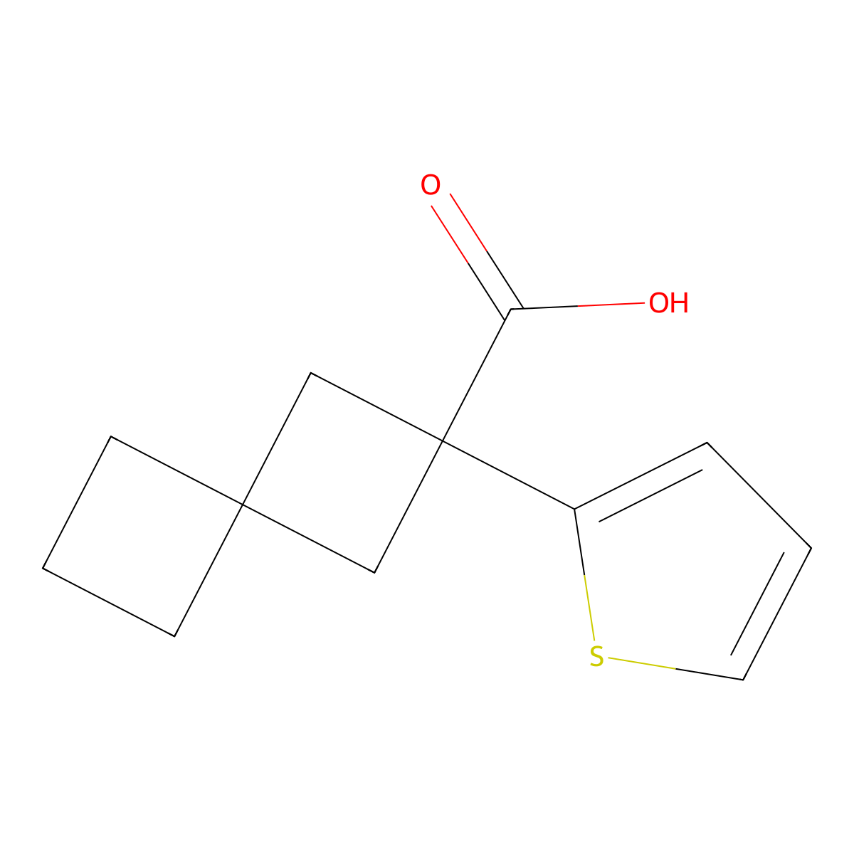 2-(Thiophen-2-yl)spiro[3.3]heptane-2-carboxylic acid molecular structure, CAS 1488004-02-9