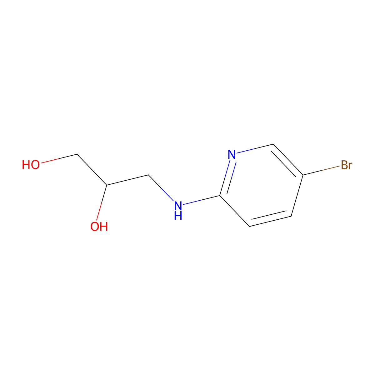 3-[(5-Bromopyridin-2-yl)amino]propane-1,2-diol molecular structure, CAS 1488015-17-3