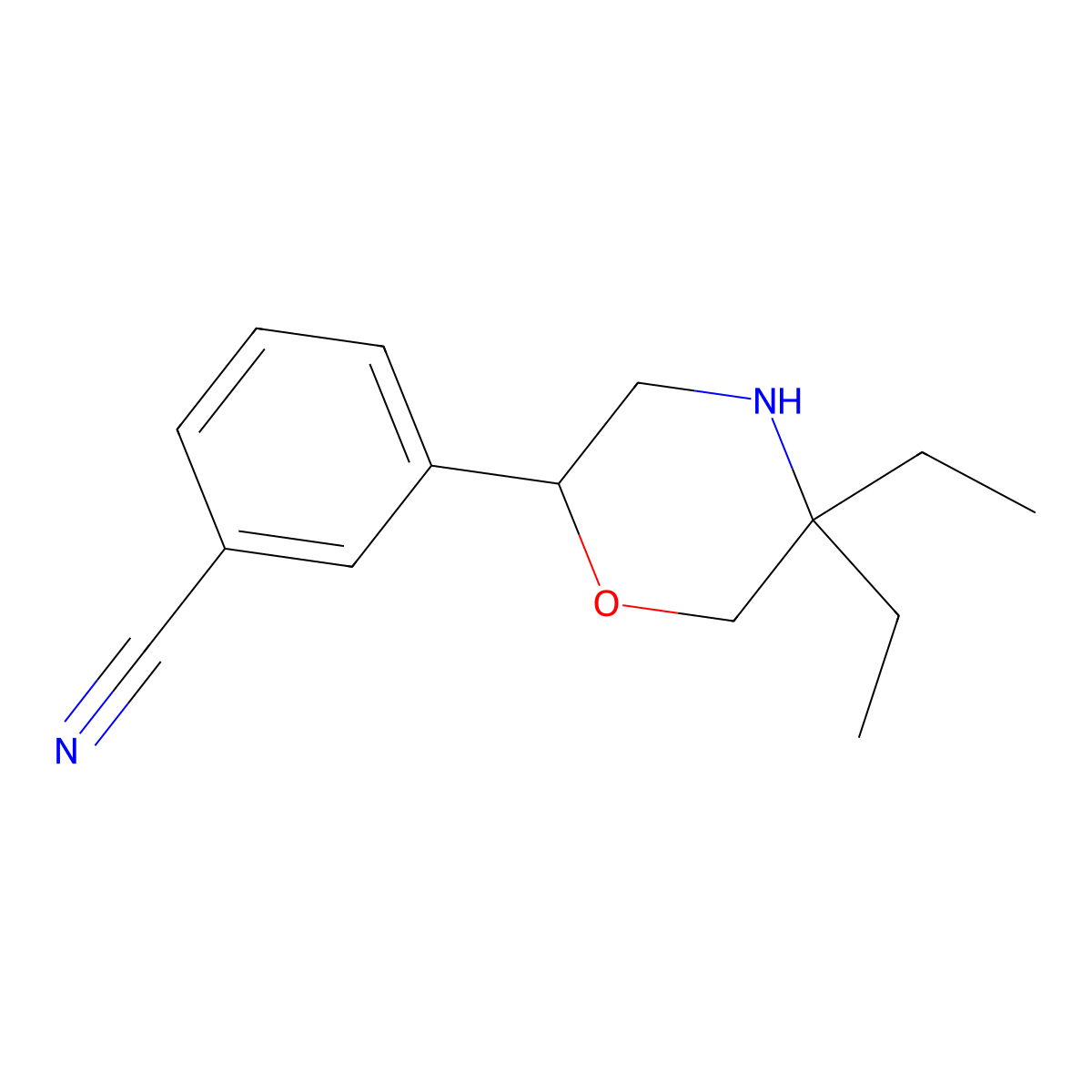 3-(5,5-Diethylmorpholin-2-yl)benzonitrile molecular structure, CAS 1488018-02-5