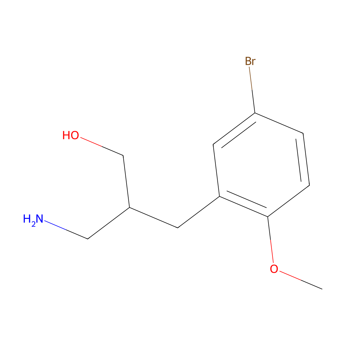 3-Amino-2-[(5-bromo-2-methoxyphenyl)methyl]propan-1-ol molecular structure, CAS 1488037-62-2
