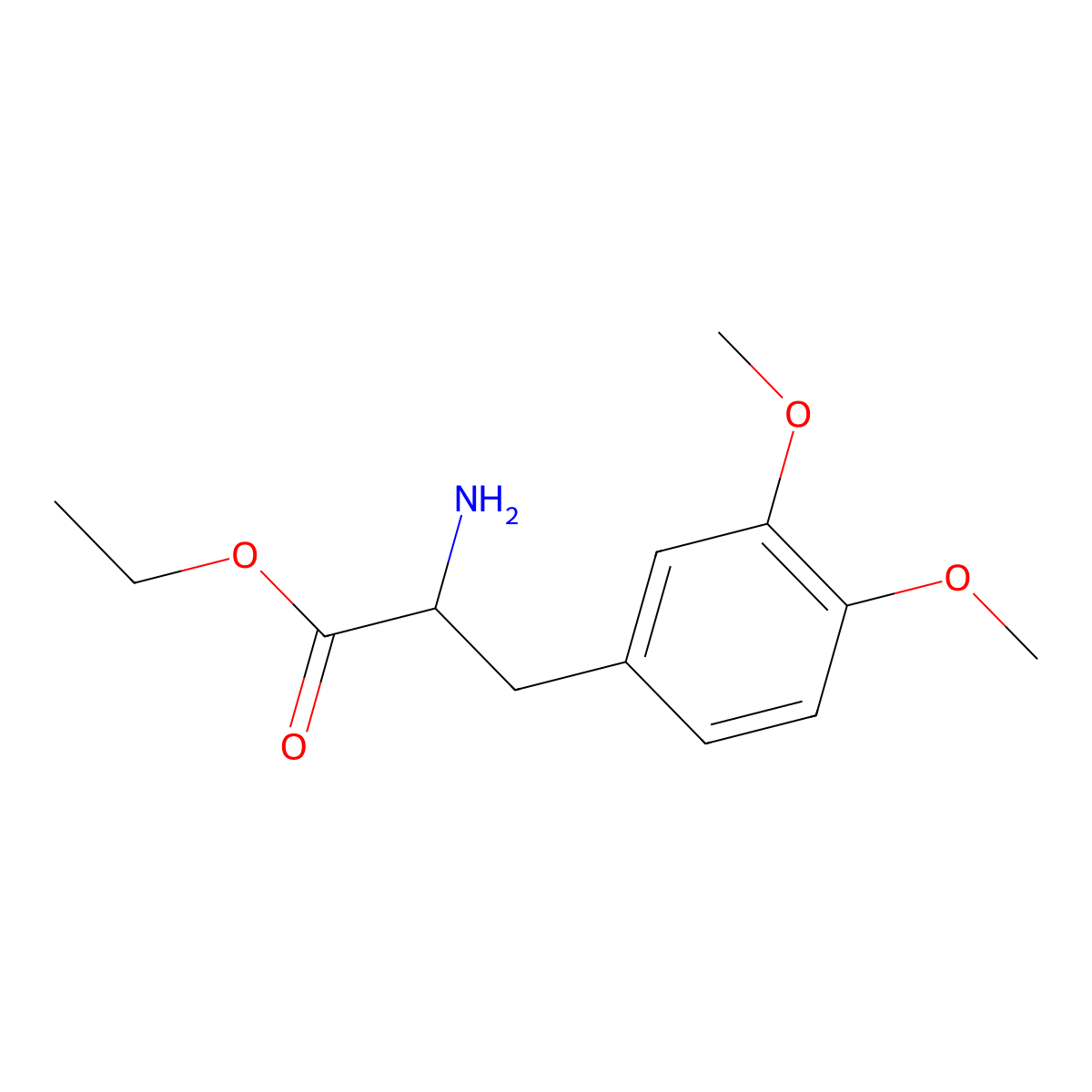Ethyl 2-amino-3-(3,4-dimethoxyphenyl)propanoate molecular structure, CAS 148806-54-6