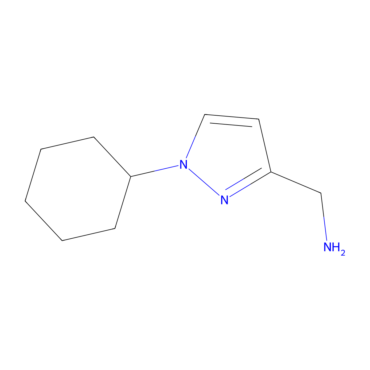 (1-cyclohexyl-1H-pyrazol-3-yl)methanamine molecular structure, CAS 1488061-65-9
