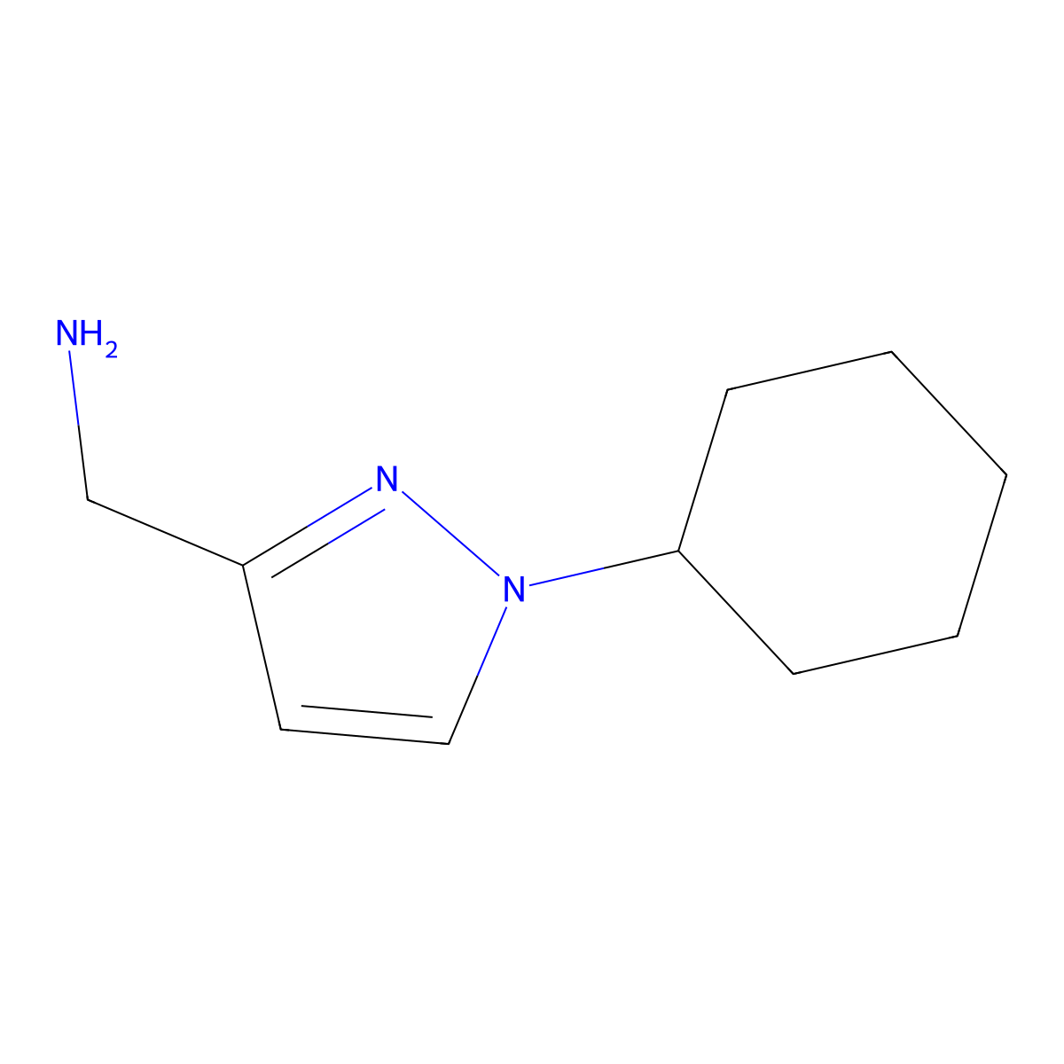(1-cyclohexyl-1H-pyrazol-3-yl)methanamine molecular structure, CAS 1488061-65-9