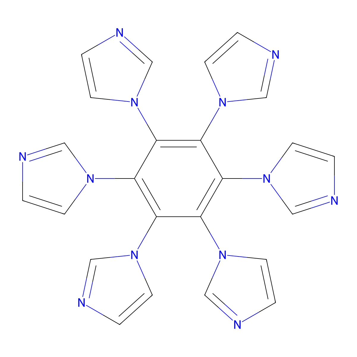 1,2,3,4,5,6-Hexa(1H-imidazol-1-yl)benzene molecular structure, CAS 148807-16-3