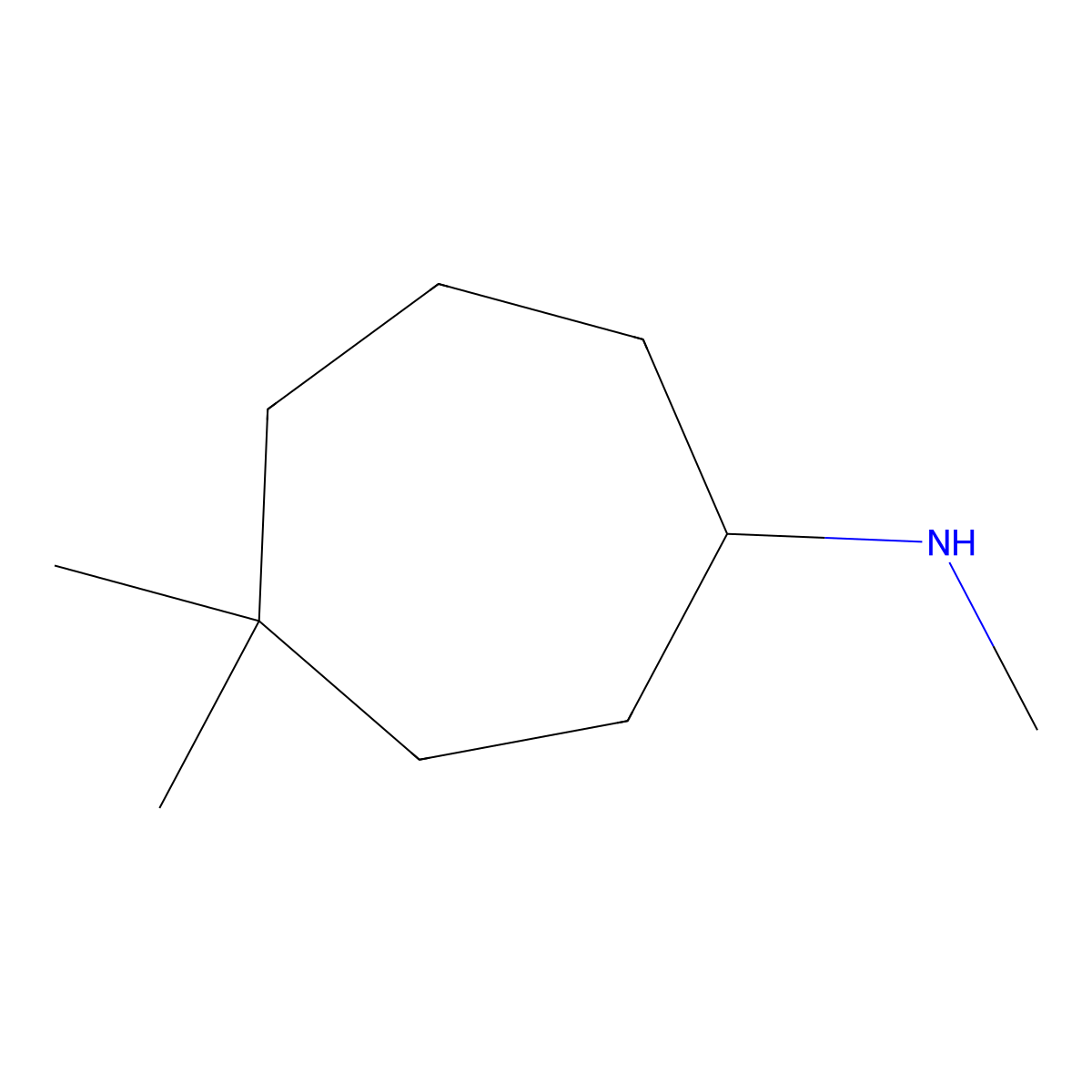 N,4,4-trimethylcycloheptan-1-amine molecular structure, CAS 1488096-43-0