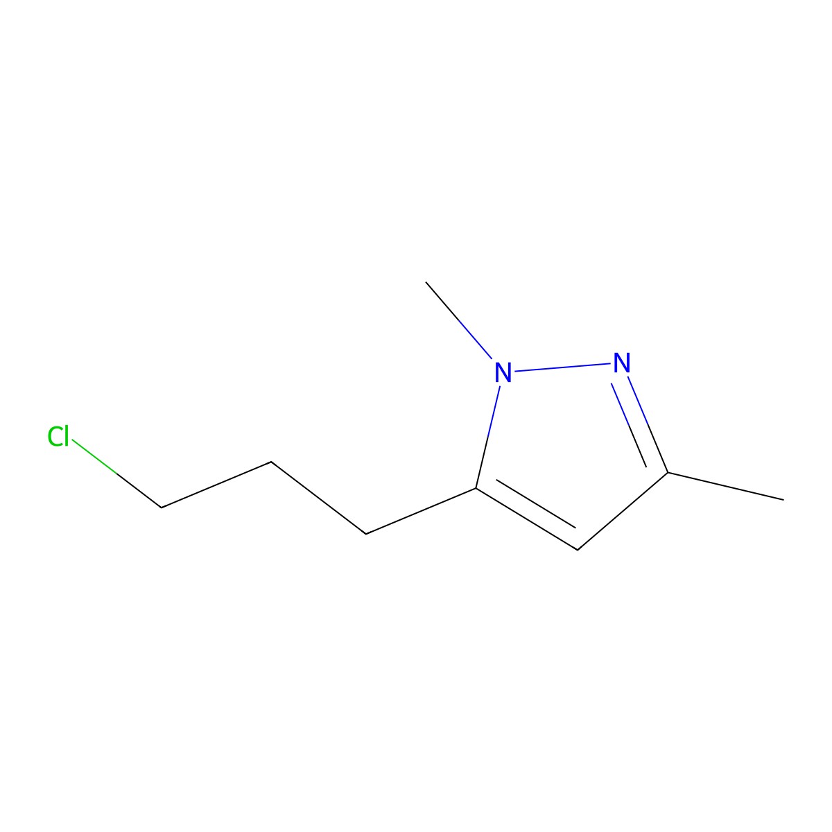 5-(3-chloropropyl)-1,3-dimethyl-1H-pyrazole molecular structure, CAS 1488098-80-1