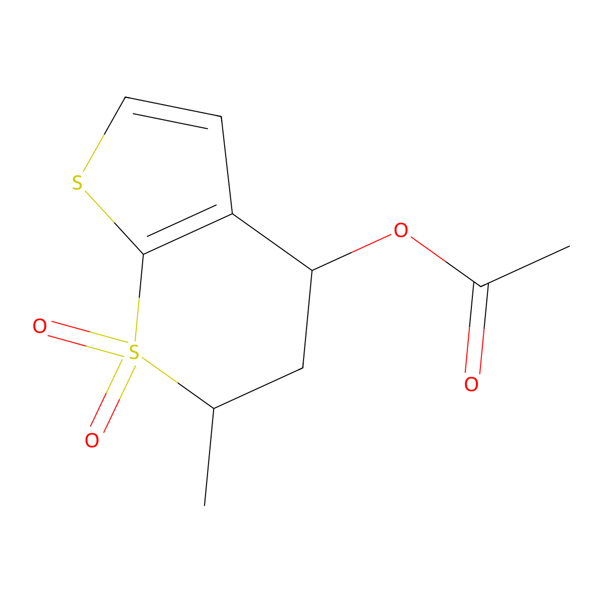 (4R,6S)-6-Methyl-7,7-dioxido-5,6-dihydro-4H-thieno[2,3-b]thiopyran-4-yl acetate molecular structure, CAS 148810-82-6