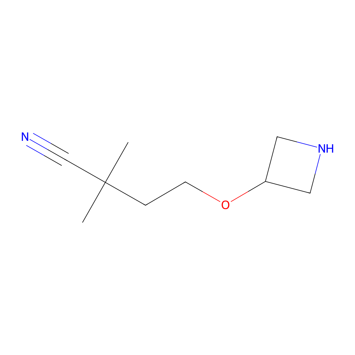 4-(Azetidin-3-yloxy)-2,2-dimethylbutanenitrile molecular structure, CAS 1488101-88-7