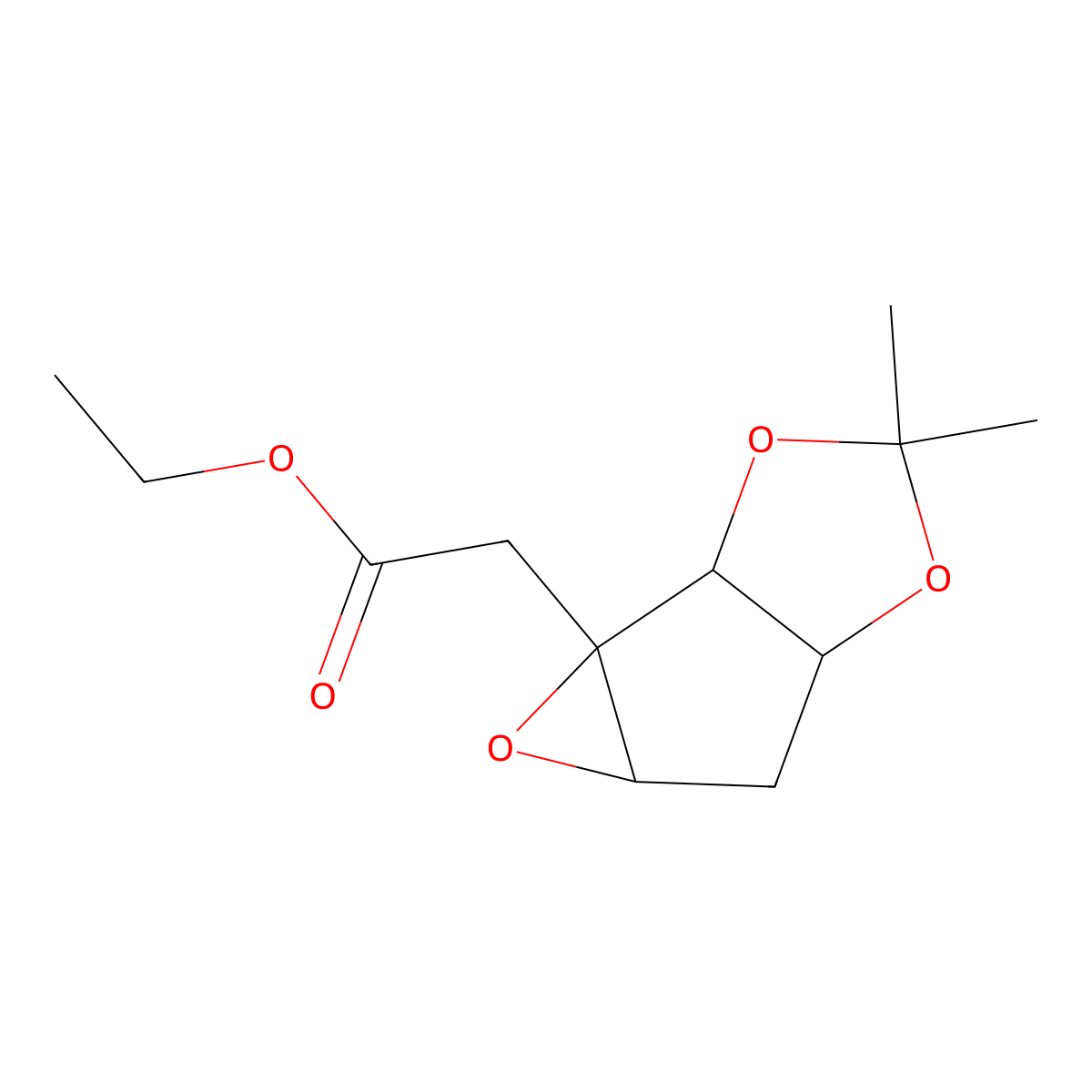 Ethyl 2-((1aR,1bR,4ar,5aR)-3,3-dimethyltetrahydro-1aH-oxireno[2',3':3,4]cyclopenta[1,2-d][1,3]dioxol-1a-yl)acetate molecular structure, CAS 148811-50-1