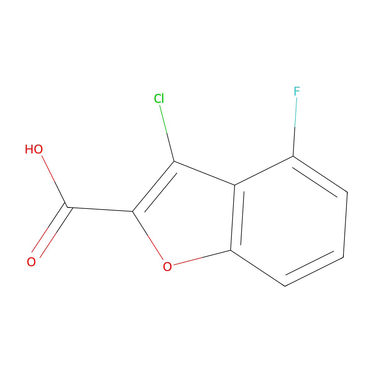 3-Chloro-4-fluoro-1-benzofuran-2-carboxylic acid molecular structure, CAS 1488115-65-6