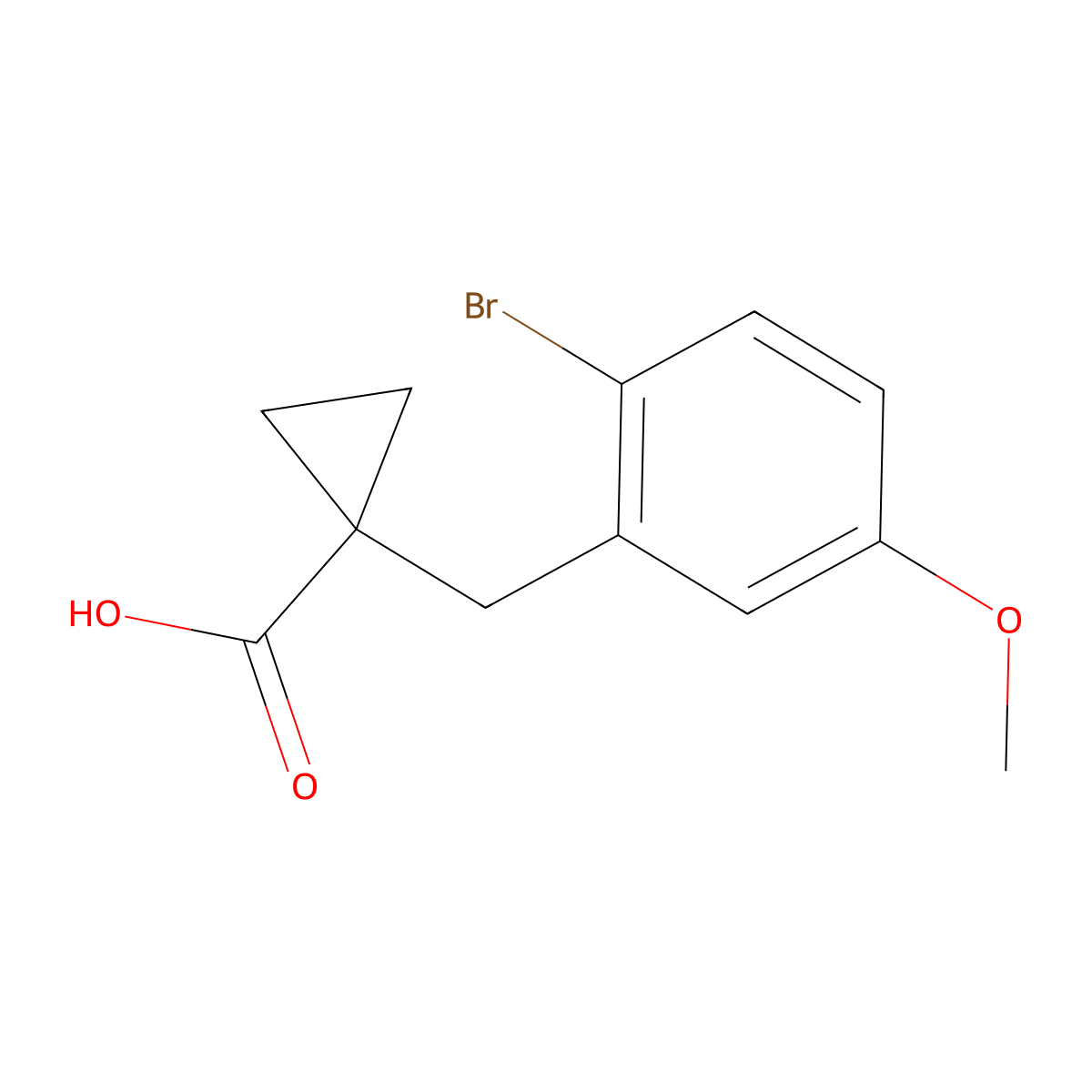 1-(2-Bromo-5-methoxybenzyl)cyclopropane-1-carboxylic acid molecular structure, CAS 1488152-92-6