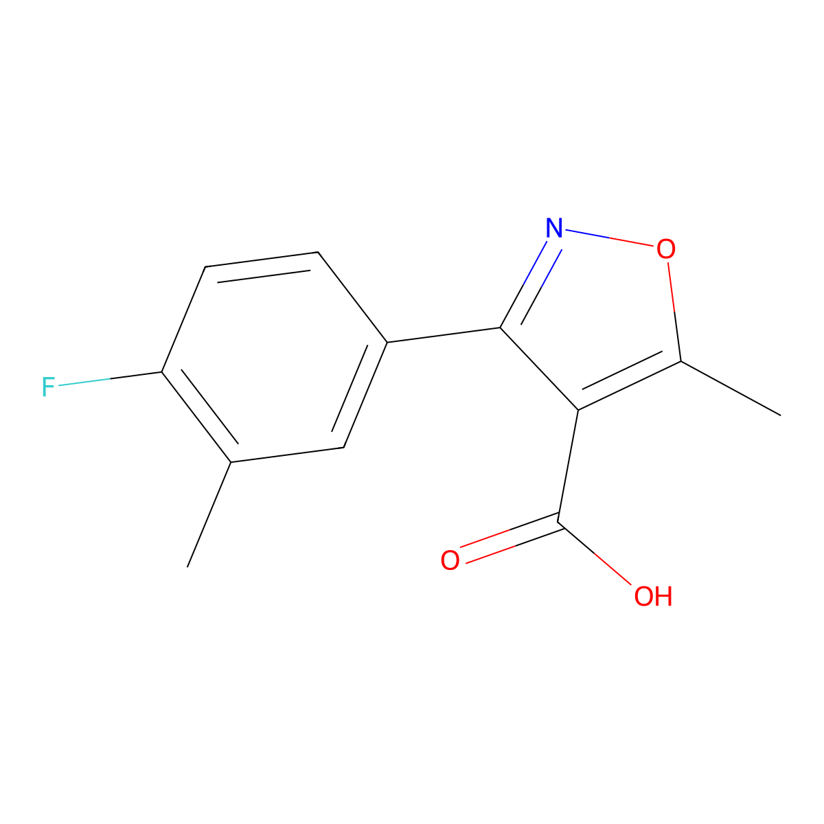 3-(4-Fluoro-3-methylphenyl)-5-methylisoxazole-4-carboxylic acid molecular structure, CAS 1488188-48-2