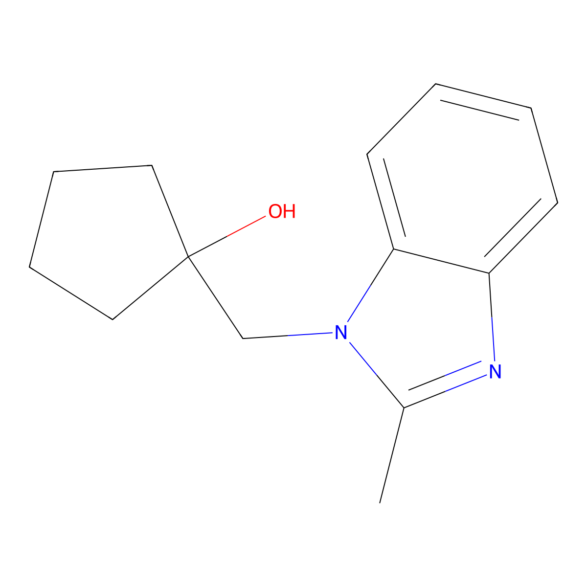 1-[(2-methyl-1H-1,3-benzodiazol-1-yl)methyl]cyclopentan-1-ol molecular structure, CAS 1488188-59-5