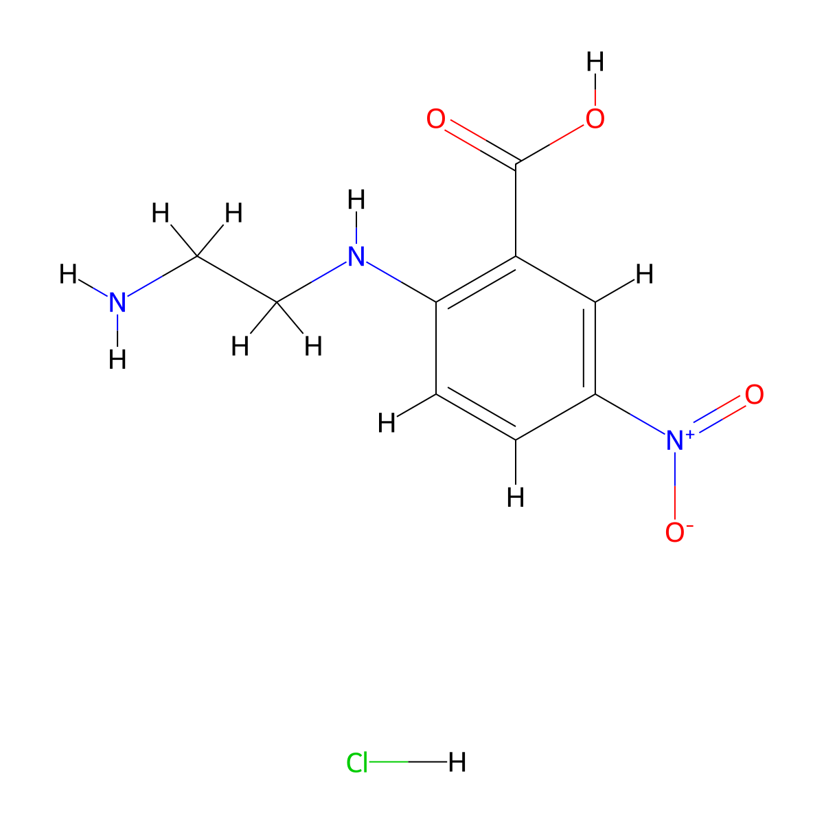 2-[(2-Aminoethyl)amino]-5-nitrobenzoic acid hydrochloride molecular structure, CAS 148819-39-0
