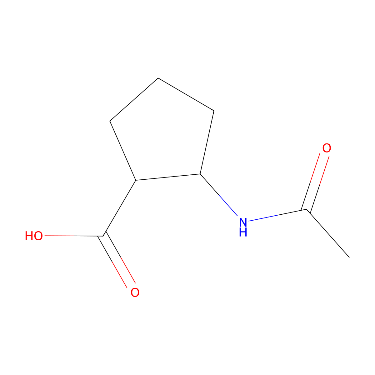 2-Acetamidocyclopentane-1-carboxylic acid molecular structure, CAS 1488201-96-2