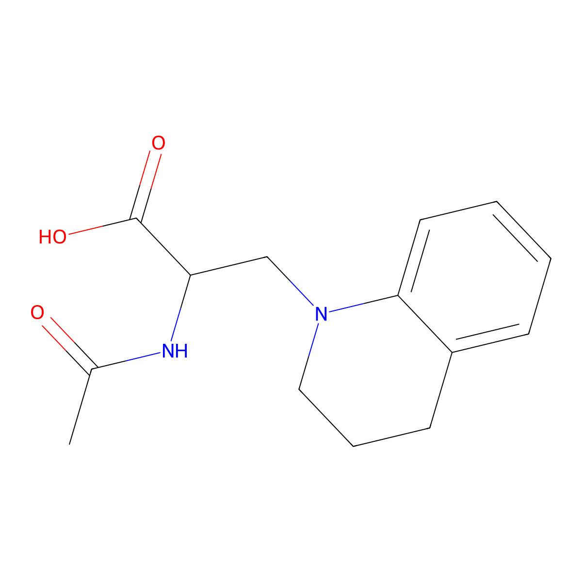 2-Acetamido-3-(1,2,3,4-tetrahydroquinolin-1-yl)propanoic acid molecular structure, CAS 1488209-86-4