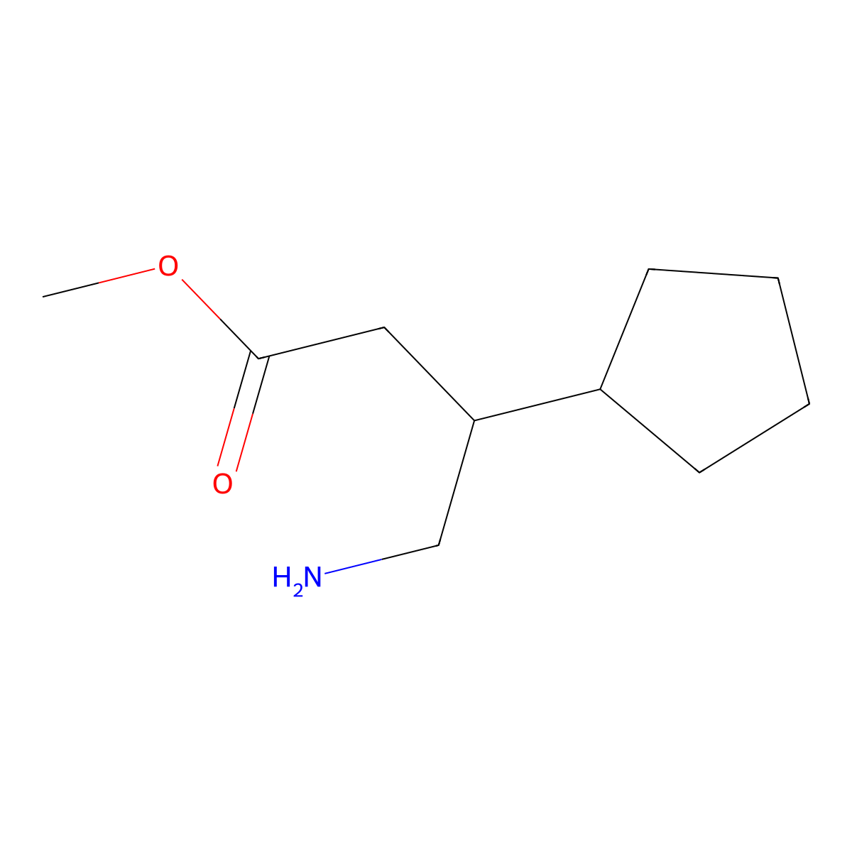 Methyl 4-amino-3-cyclopentylbutanoate molecular structure, CAS 1488231-32-8