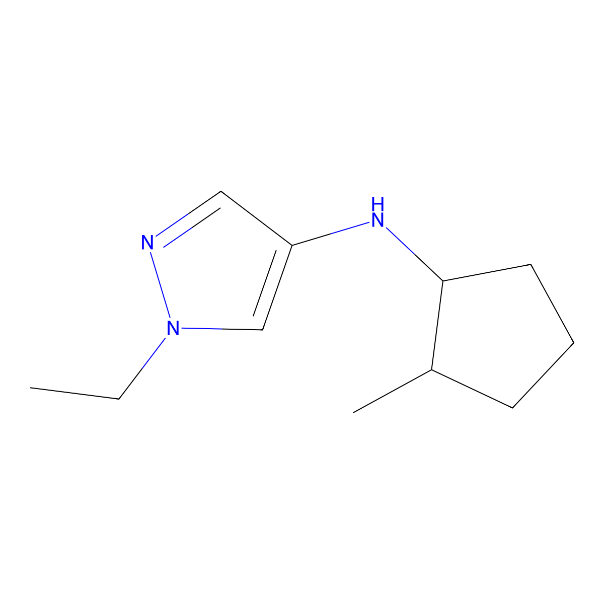 1-ethyl-N-(2-methylcyclopentyl)-1H-pyrazol-4-amine molecular structure, CAS 1488245-36-8