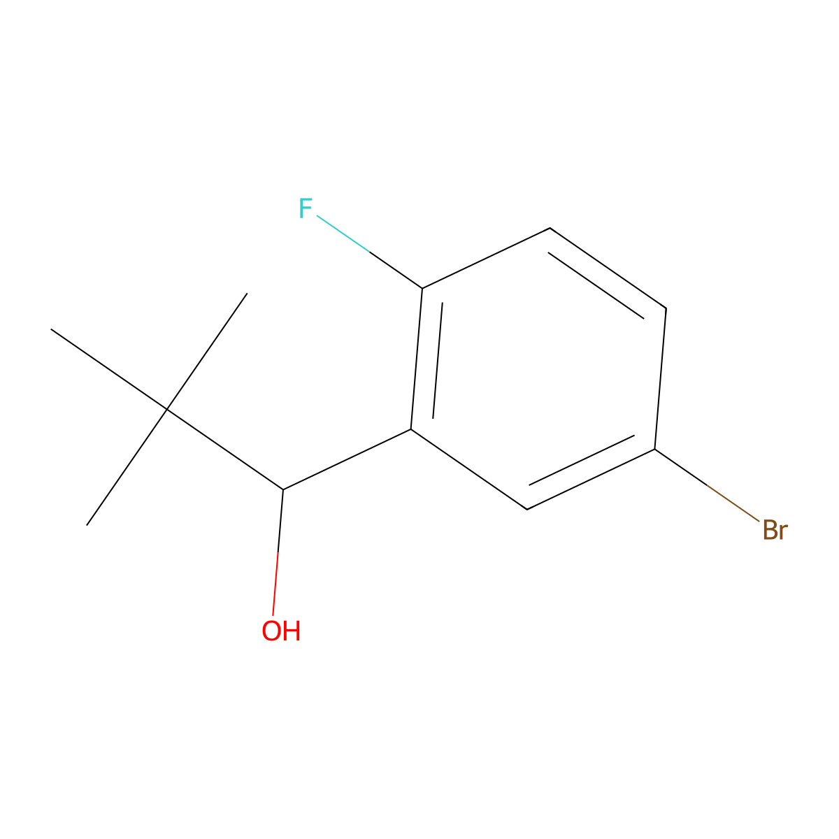 1-(5-Bromo-2-fluorophenyl)-2,2-dimethylpropan-1-ol molecular structure, CAS 1488272-87-2