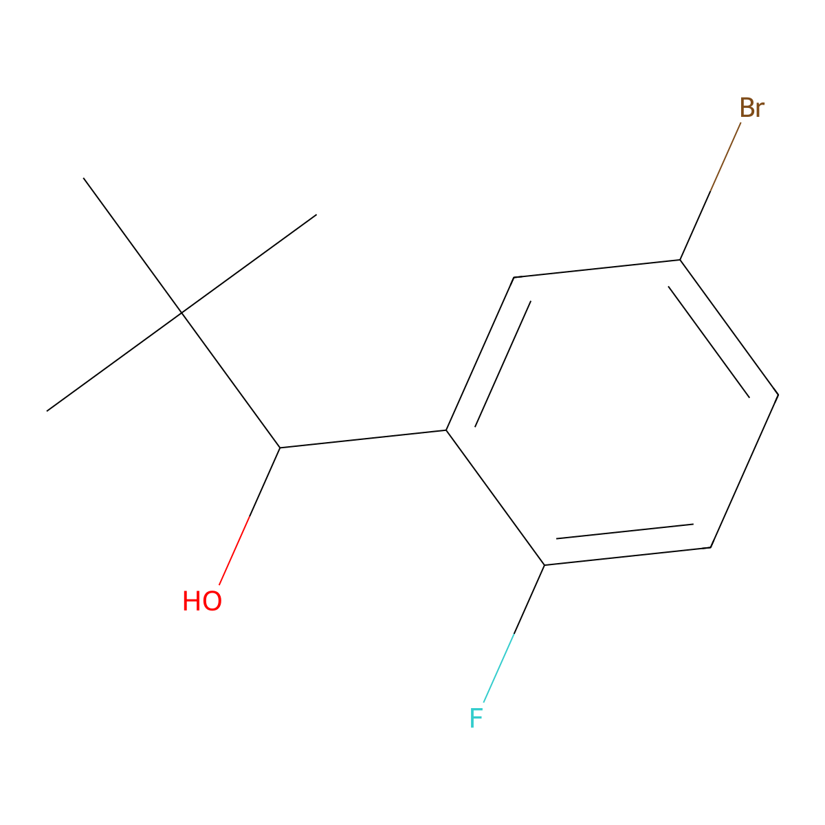 1-(5-Bromo-2-fluorophenyl)-2,2-dimethylpropan-1-ol molecular structure, CAS 1488272-87-2