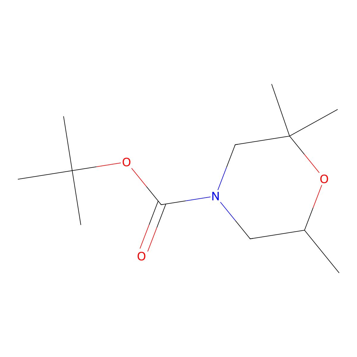 Tert-butyl 2,2,6-trimethylmorpholine-4-carboxylate molecular structure, CAS 1488276-47-6