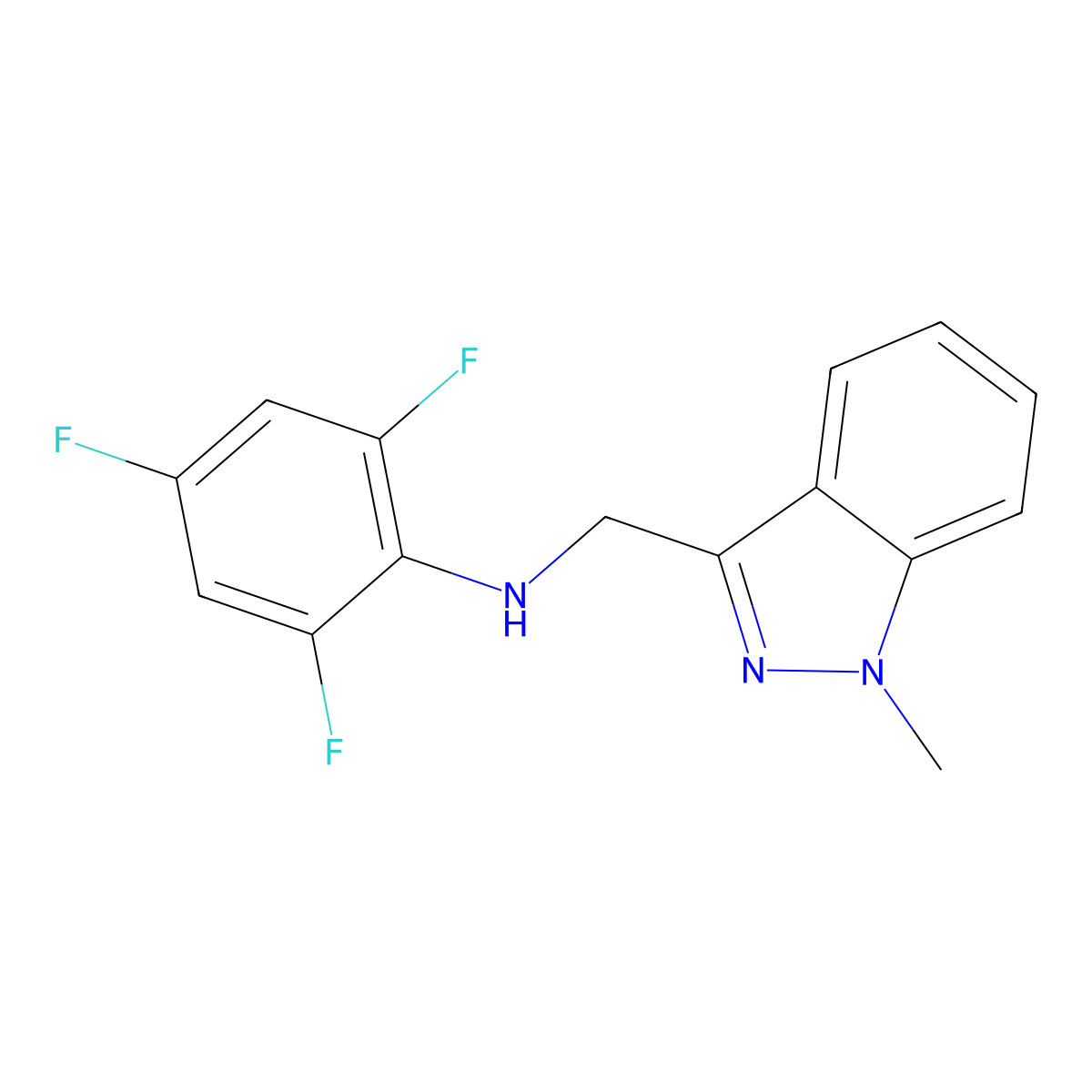 2,4,6-Trifluoro-N-[(1-methyl-1H-indazol-3-yl)methyl]aniline molecular structure, CAS 1488276-49-8