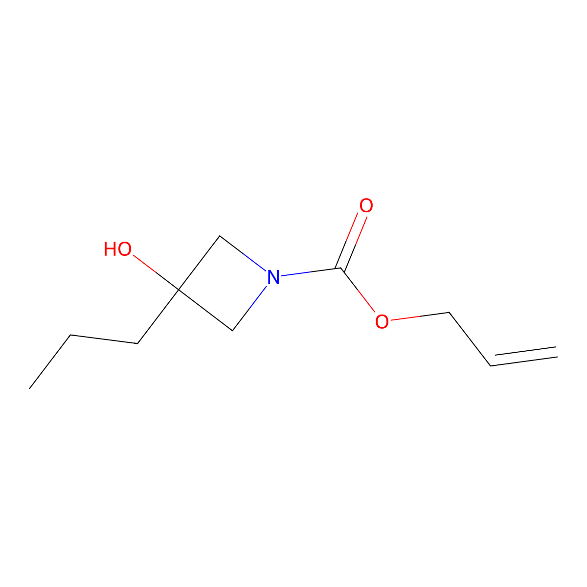 Prop-2-en-1-yl 3-hydroxy-3-propylazetidine-1-carboxylate molecular structure, CAS 1488313-21-8