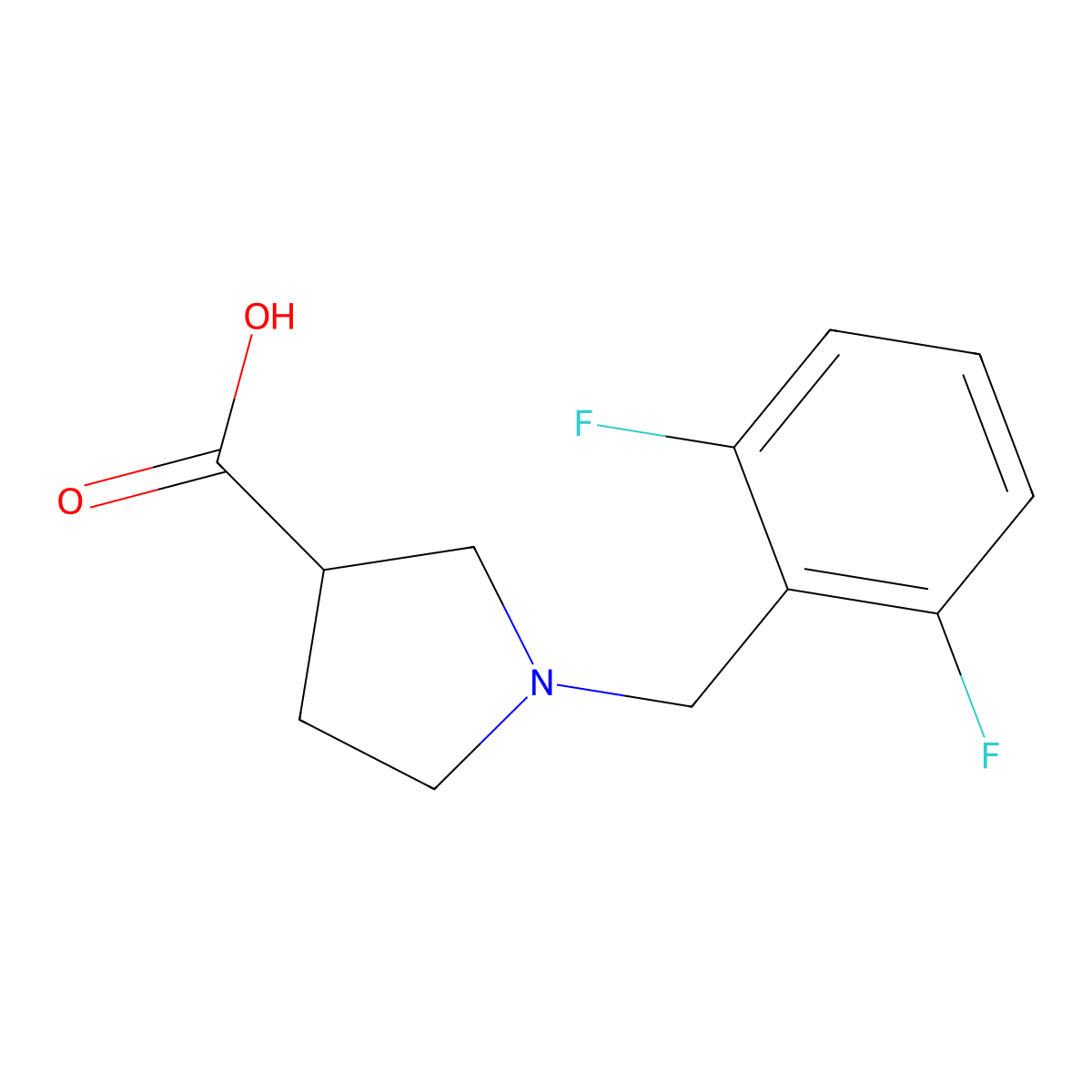 1-(2,6-Difluorobenzyl)pyrrolidine-3-carboxylic acid molecular structure, CAS 1488319-44-3