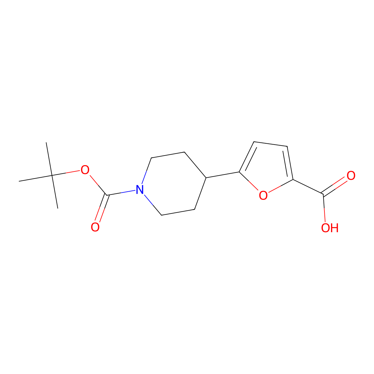 5-{1-[(Tert-butoxy)carbonyl]piperidin-4-yl}furan-2-carboxylicacid molecular structure, CAS 1488343-64-1
