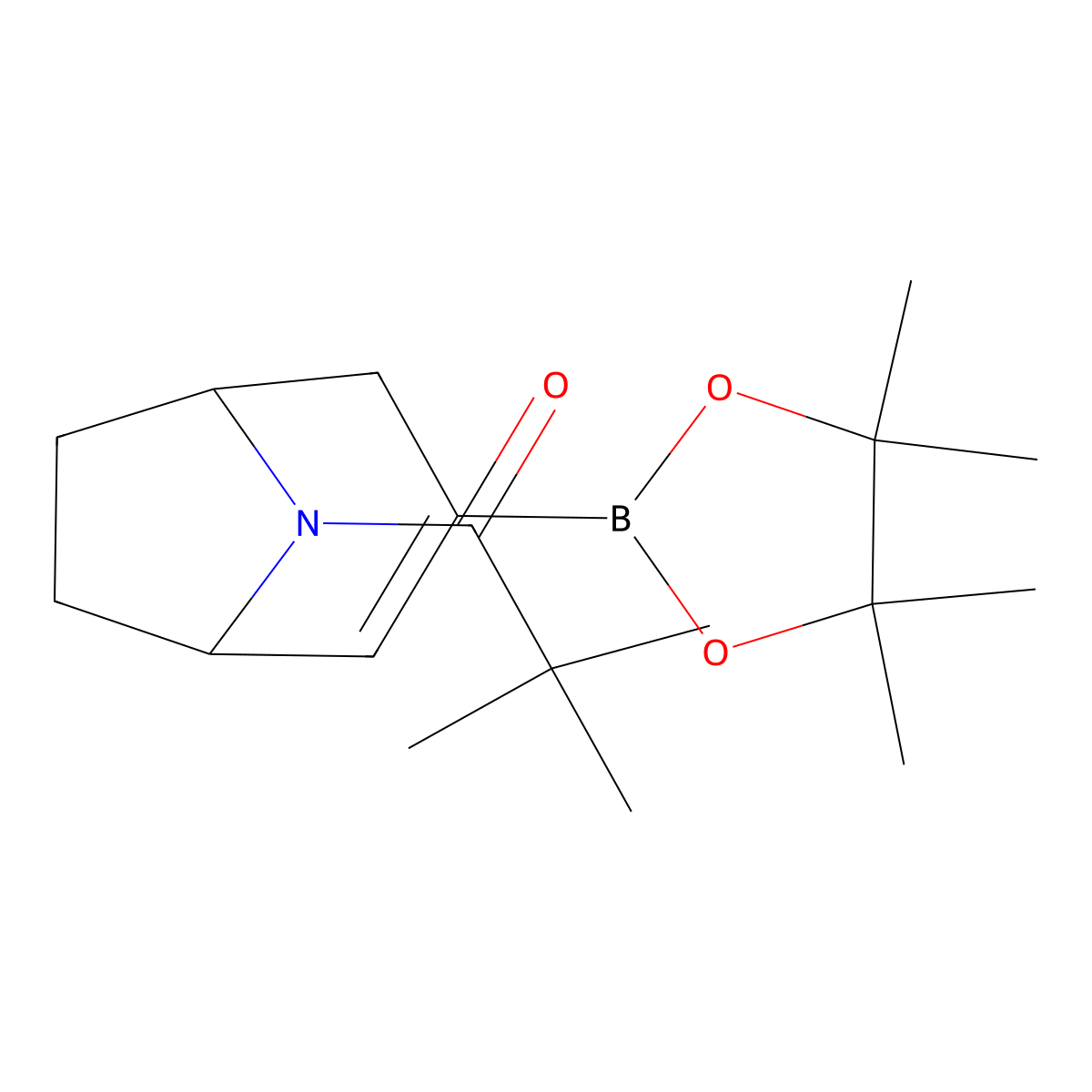 2,2-Dimethyl-1-(3-(4,4,5,5-tetramethyl-1,3,2-dioxaborolan-2-yl)-8-azabicyclo[3.2.1]oct-2-en-8-yl)propan-1-one molecular structure, CAS 1488344-23-5