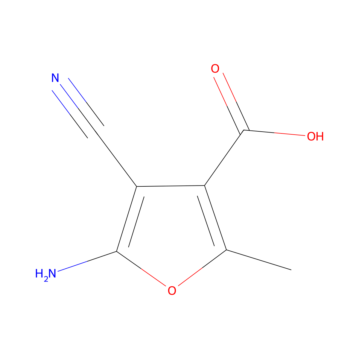 5-Amino-4-cyano-2-methylfuran-3-carboxylic acid molecular structure, CAS 148835-45-4