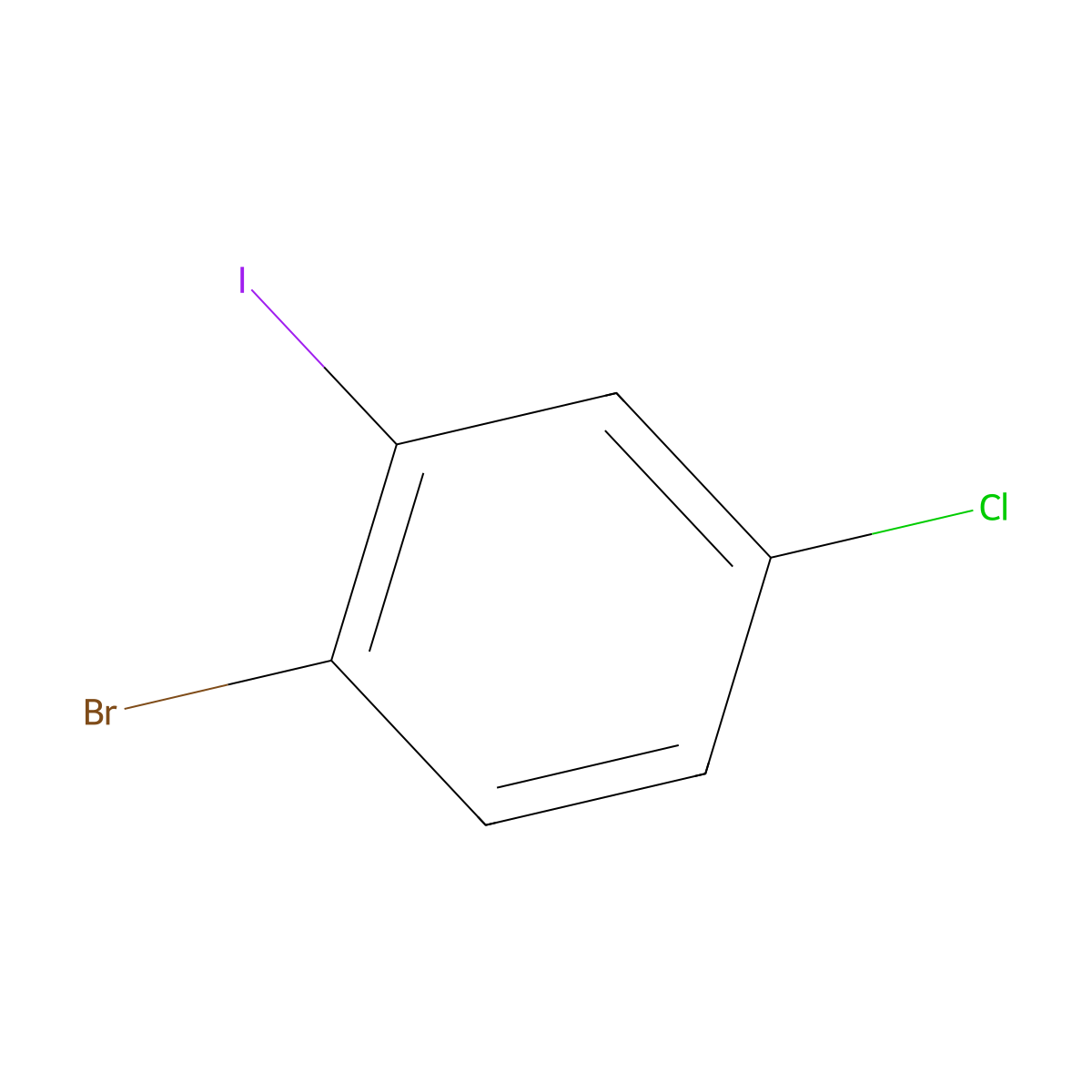 1-Bromo-4-chloro-2-iodobenzene molecular structure, CAS 148836-41-3