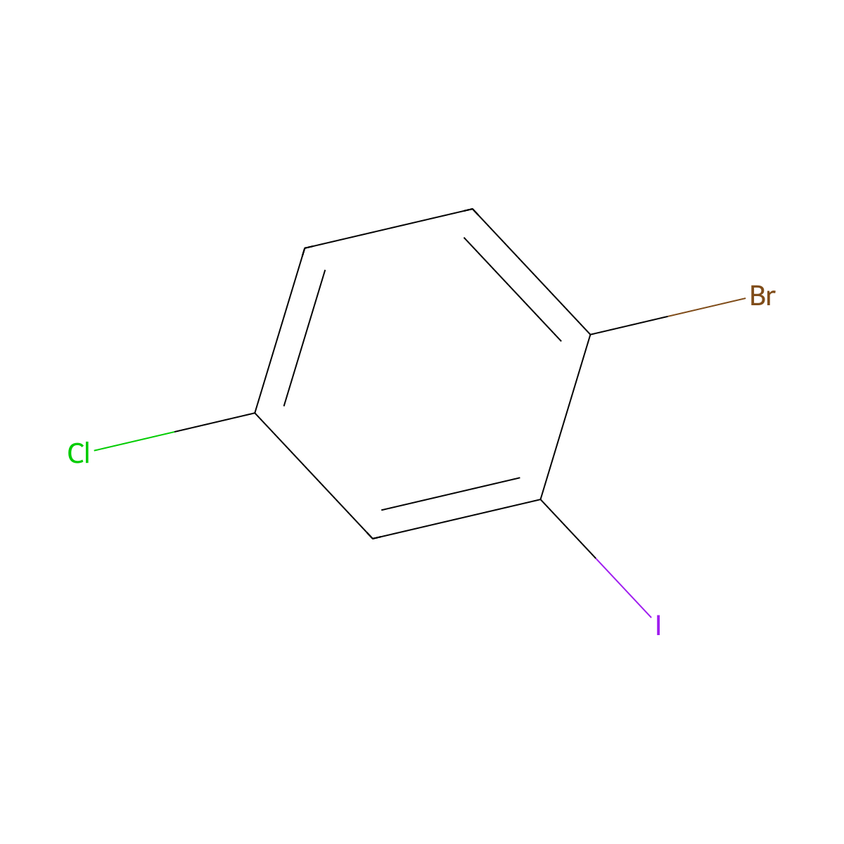 1-Bromo-4-chloro-2-iodobenzene molecular structure, CAS 148836-41-3