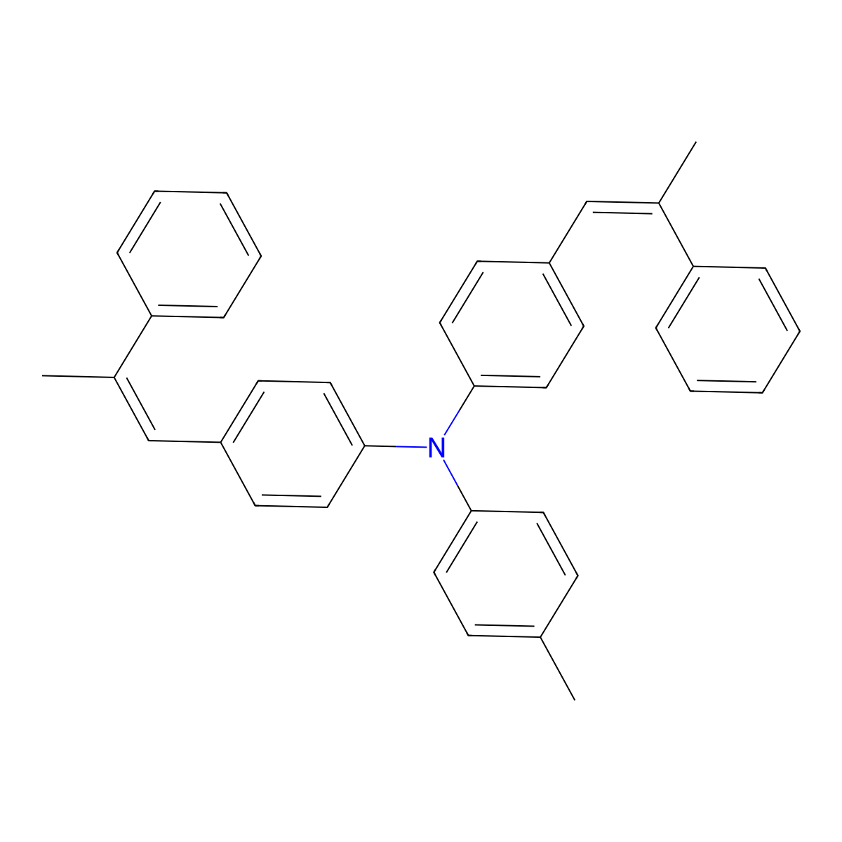 4-Methyl-N,N-bis(4-(2-phenylprop-1-en-1-yl)phenyl)aniline molecular structure, CAS 1488369-35-2